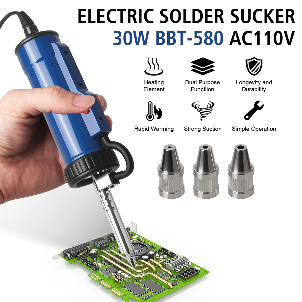 Desoldering Pump Electric Vacuum Station - Verwijder pomp met 3-zuigmond ADT03 Elektrisch